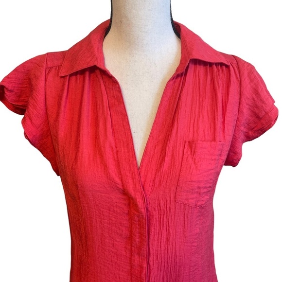 BCBGmaxazria Red Orange Button Down Collared Knit Dress Women's Size 6 - Picture 8 of 8
